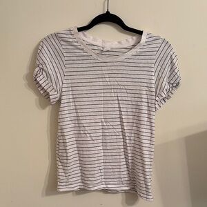 Old Navy Black and White Striped Short Sleeve Tee